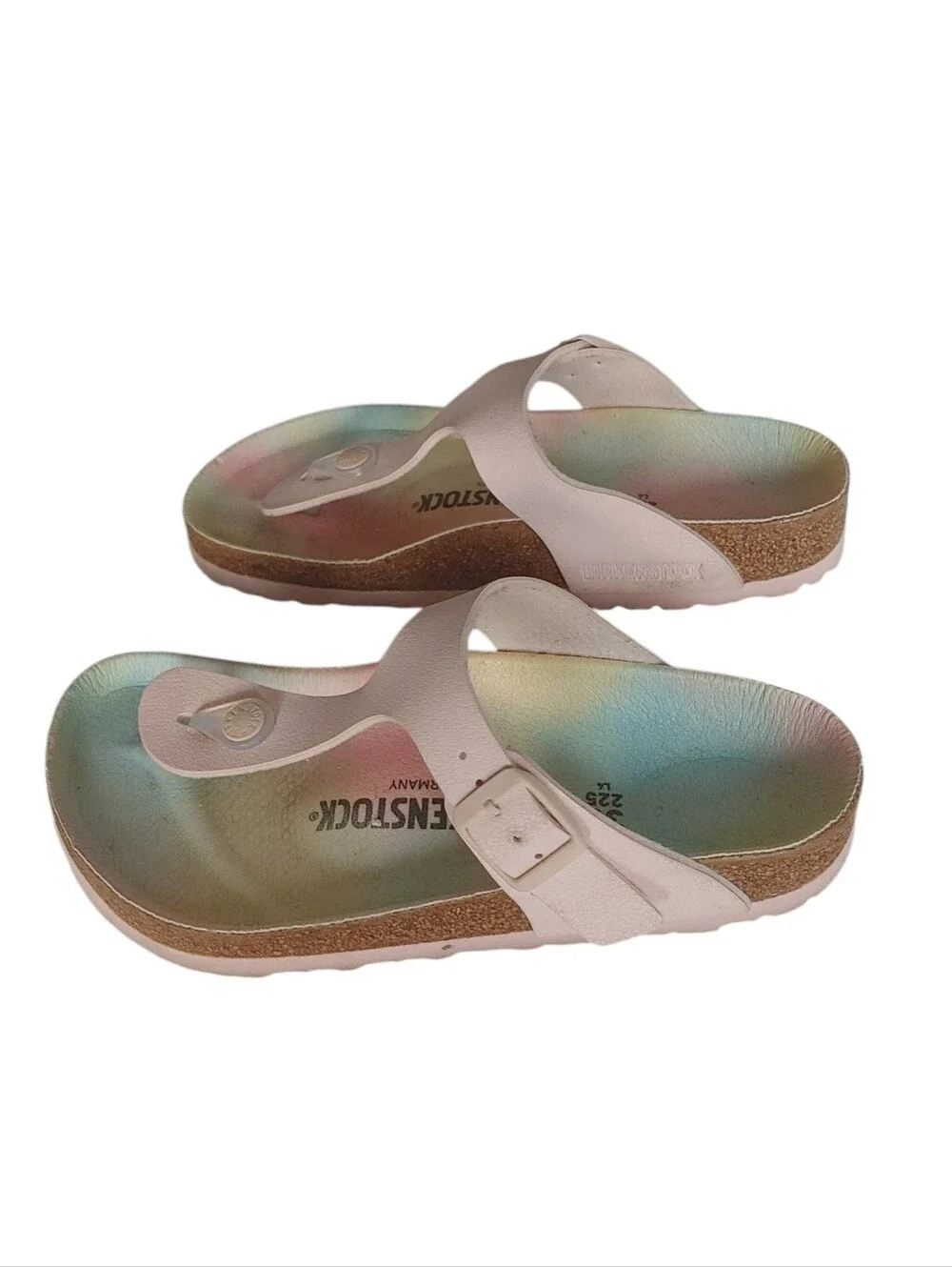 Girls BIRKENSTOCK Rose Rainbow Cotton Candy Gizeh Vegan Nubuck Sandals
